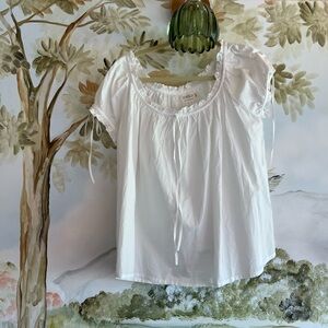 Voriagh Cosima Romantic White Cotton Peasant Blouse